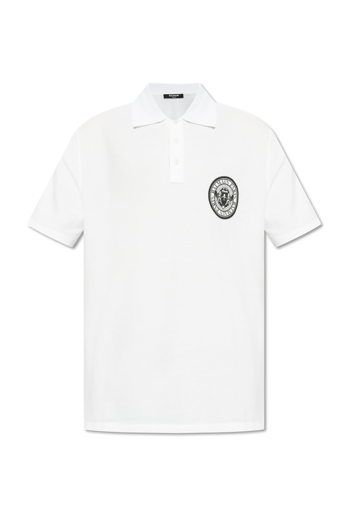 White Polo with printed logo Balmain - Vitkac AS
